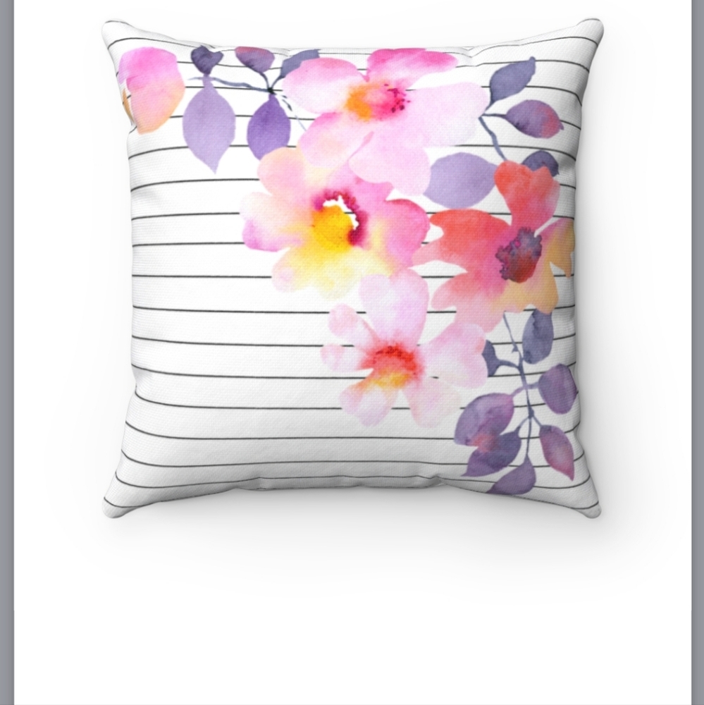 Flower and Stripes Throw Pillow